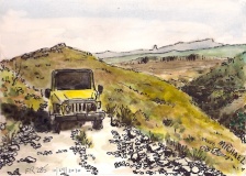My jeep along Fire Road 285 north of Phoenix2011 watercolor