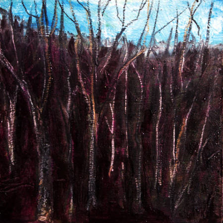 Rusty purple trees winter landscape