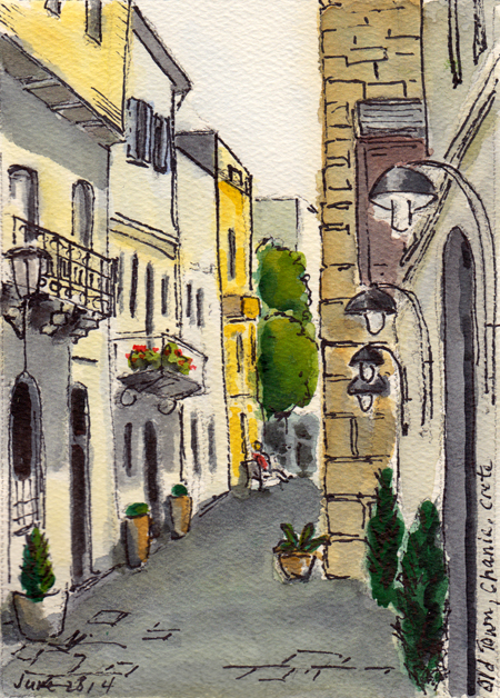 Travel Watercolor: Old Town, Chania, Crete