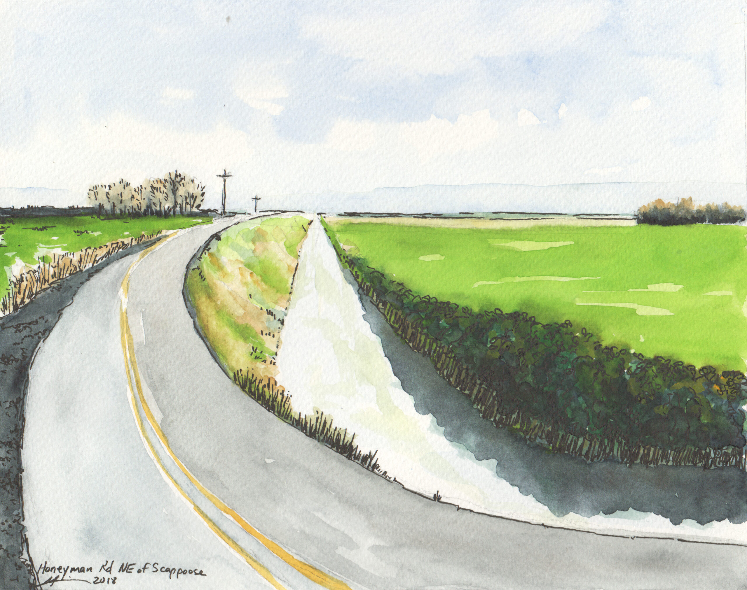 Farm drainage ditch: 45.8, -122.8