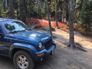 jeep at campsite